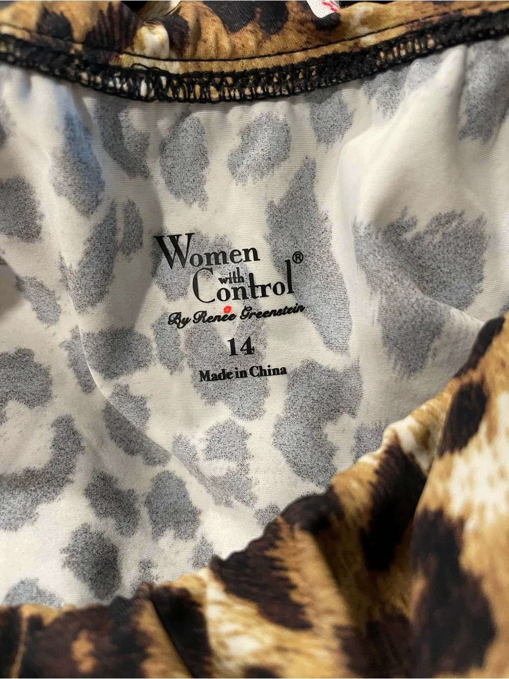 Leopard print one piece women’s bathing suit built in shelf Bra ruffle collar 14